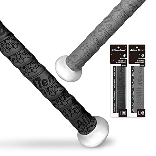 Other - ALIEN PROS 野球用バットグリップテープ 1.1 MM（2-パック ブラック＆グレー） - プレカットされたプロのバットテープ - 壮大