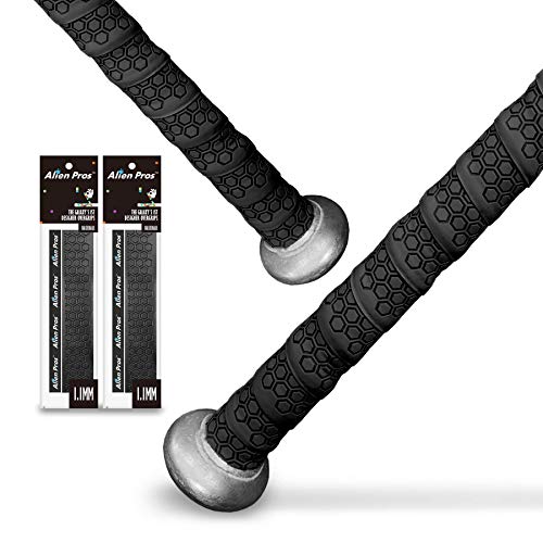 ALIEN PROS 野球用バットグリップテープ 1.1 MM（2-パック ブラック - ロゴなし） ...