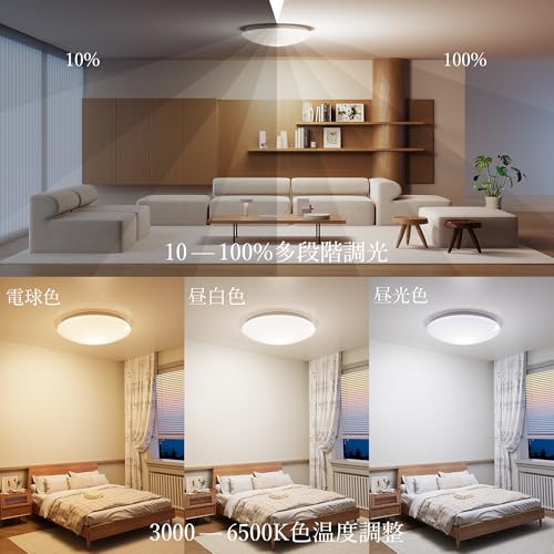 Hoshiakari Ledシーリングライト 14畳 60W 高輝度 7000lm 12段階調光調色 タイマー...