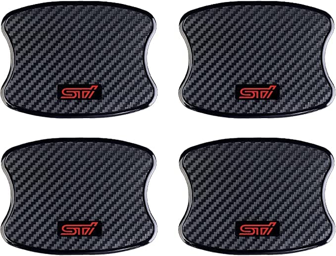 ドアハンドルプロテクター STI 車用 カーボン ドアノブ ガード 傷防止 4枚入り (S STI)