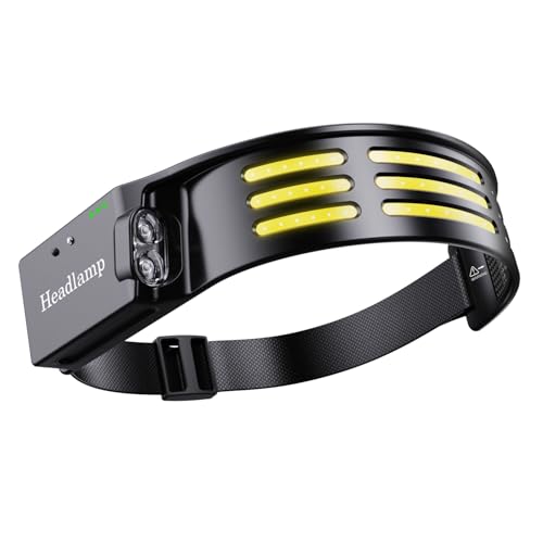Tebool ヘッドライト Type-C充電式 大容量1800mAh 高輝度 LED 800ルーメン 手振りセンサー機能付き 4種点灯モード 赤