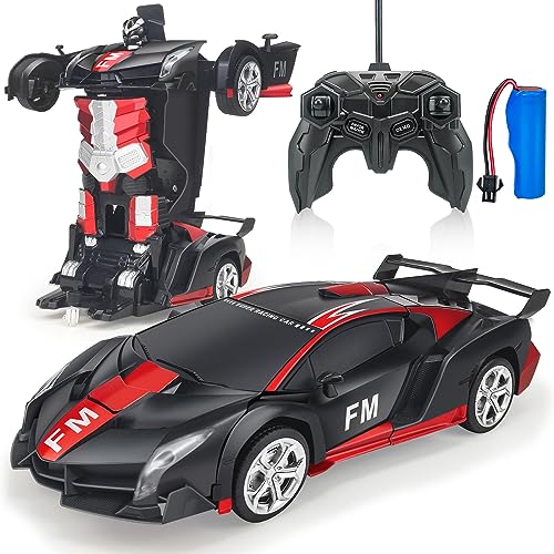 ラジコンカー 変形 ロボット 車おもちゃ スタントカー 電動RCカー LED搭載 360度回転 ラジコン リモコン RCカー モデルカー 誕生日
