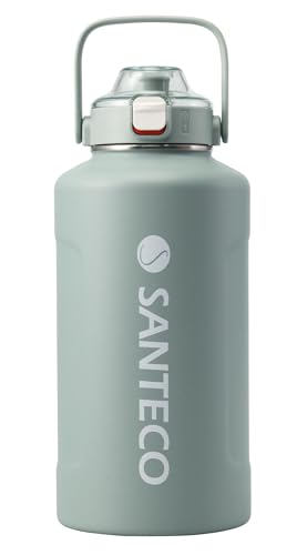 Rakuten - SANTECO 水筒 真空断熱 大容量 魔法瓶 保冷 保温 1900ML ストロー付き 直飲み スポーツドリンク対応 おしゃれ 広口 ステンレス