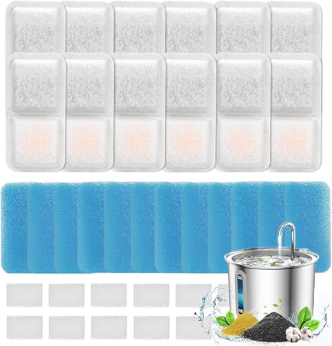 猫 水飲み器フィルター、12+12+12枚入り ペット自動給水器 用フィルター、猫水飲み器 PWF-001 2L給水器 専用フィルター 活性炭