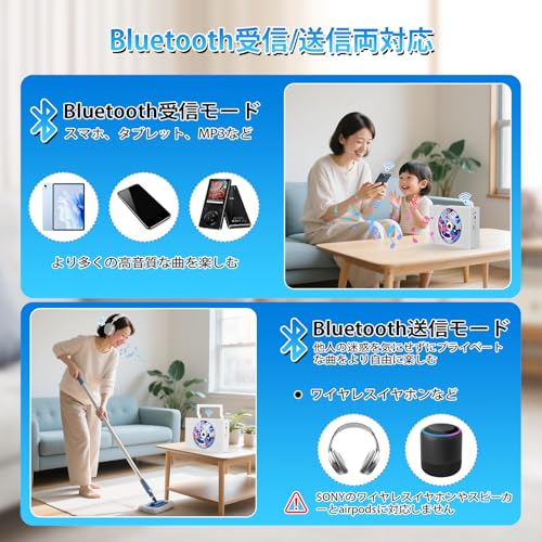 Gueray cdプレーヤー 卓上 Bluetooth送受信対応 充電 スピーカー内蔵 ポータブル 多機能 USB再生/AUX入力 ワイドFMラ