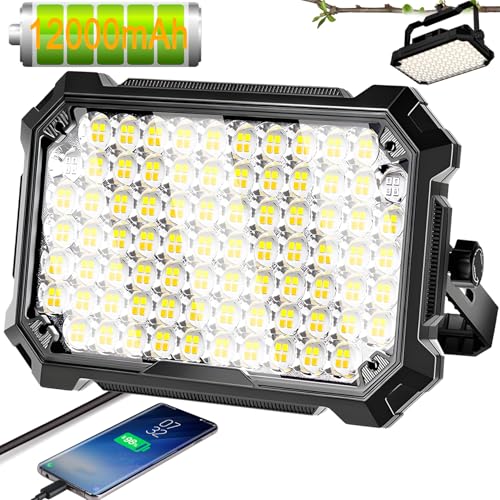 作業灯 LEDライト 投光器 ワークライト 高輝度12000mAh 4000LMType-C充電式 無段階調光 4つの点灯モード 3000K 4
