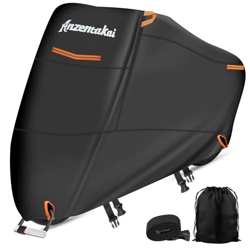 Anzentakai バイクカバー 500D 厚手2025年 耐久性アップ 耐水圧20000mm 車体カバー 湿気対策 耐熱 防水 風飛び防止