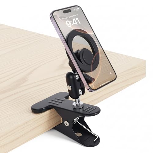 ブラック/-/AN-DJ01・のクリップ式スマホホルダー従来の吸盤式・粘着式とは異なり、強力クリップとマグネットホルダーで様々な場所に繰り返し固定。拡大されたクリッププレートでスマホをがっちり保持し、内側のスポンジパッドがスマホや取付面を傷つけず安定性を向上させます。・多部位 360°回転可&収納便利3つの可動式関節を持つ球体ジョイントでスマホを360°自由に調整できます。横向きで動画視聴、縦向きでSNSやTikTokを閲覧、斜めや上向きでライブ配信やビデオ通話など、理想の角度に簡単に調整できます。未使用時は折りたたんで手のひらサイズに収納でき、旅行・出張時にも便利です。・超強磁石内蔵＆マグセーフ対応iPhoneのオリジナルコイルに基づき開発され、強力N55磁石を採用しました。従来の端末を挟むタイプとは違い、わずか0.1秒で装着。iPhone12以降のMagSafe対応モデルおよびAndroidスマホ（付属のメタルリング併用）に使用できます。・様々なシーンで活躍スマホスタンドデスクやベッドサイド、イーゼル、スーツケースのハンドル、車のサンシ