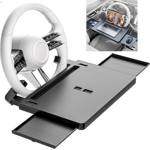 ChicCarry 車 テーブル ハンドル 運転席 多機能 車載 テーブル 仕事 食事 勉強する 車用 PC パソコンテーブル カー用品 便利グ