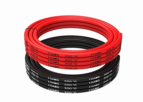 TUOFENG 10ワイヤー10AWGシリコンケーブル線[3m黒と3m赤] - 柔軟で柔軟な1050スト...