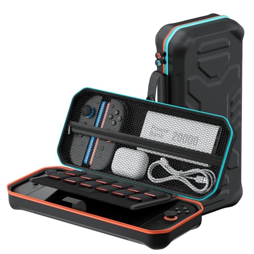 Hosanwell Switch 2対応 収納バッグ スイッチ 2 ケース 耐衝撃EVAハード ケース｜保護フィルム2枚+貼付工具付属｜12ゲー