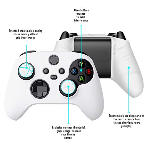 ルミナスエイト 楽天市場店のPlayVital Pure Xbox Series Xコントローラーに対応用アンチスリップシリコーンカバースキン、黒い親指グリップキャップ付き｜アングル3