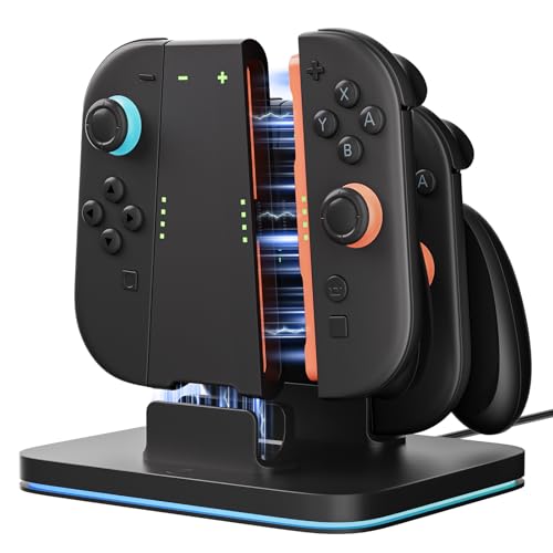 2025新登場COOWPS 3-in-1 ジョイコン2 充電グリップ Switch 2に対応 急速充電 プレイしながら充電 人間工学に基づいて設