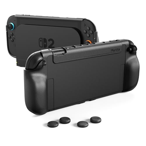 ブラック/-/Nintendo Switch 2・Color:ブラック・精密設計でSwitch 2にぴったりフィット：わずか0.3mmの誤差で成型された設計により、ボタンや端子、放熱口までしっかりアクセス。プレイ中の熱対策も万全です。ご注意：本製品を装着したままでは、本体背面のスタンド機能（キックスタンドモード）はご使用いただけません。・人間工学に基づくグリップ設計：ダイヤモンドテクスチャのTPU素材グリップが手のひらとの接触面積を35%向上。3時間以上の携帯モードでも疲れにくく、快適にプレイできます。・ミニマルでスタイリッシュなデザイン：スリムでシンプルな外観は、飽きのこないクラシックスタイルを好むゲーマーに最適。保護力と実用性も兼ね備えています。・ドック接続もスムーズ：超薄型設計により、ケースを装着したままドックへの接続が。充電やテレビモードへの切り替えもストレスフリーです。・プロ仕様のサムグリップ付き：操作性と快適さを追求したエルゴノミックデザインのスティックカバー4個付属。長時間のゲームでも親指の疲労を軽減し、繊細な操作がになります。