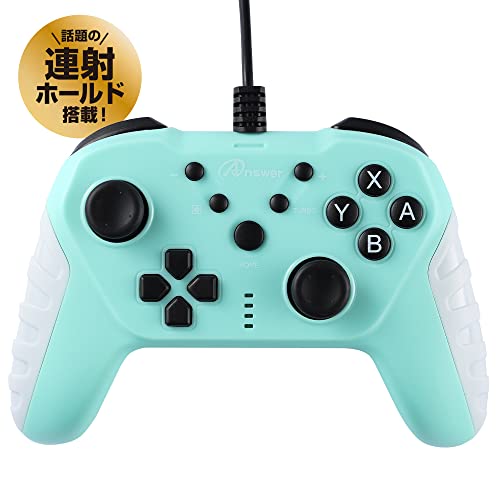 乐天商城 - アンサー Switch2/Switch/PC用 USBコントローラ ベーシカル (オパールグリーン)高感度スティック/ジャイロ・加速度センサー/