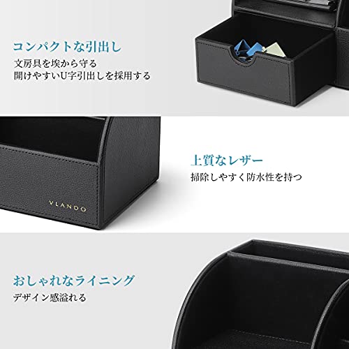 VLANDO デスクオーガナイザー 文房具 卓上収納 ペン立て リモコンラック ペン立て 小物入れ ガジェット(ブラック) luminous81023-10154386 ルミナスエイト 楽天市場店 サンプル画像3