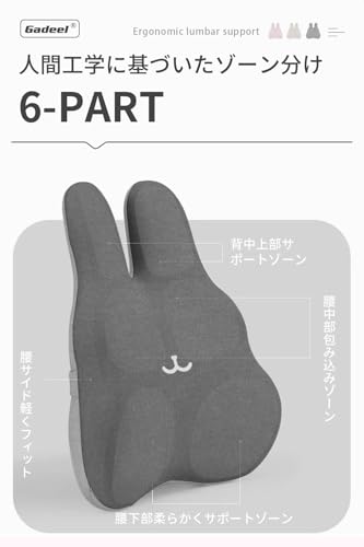 Gadeel 腰痛 クッション 低反発 ランバーサポート 背もたれ 人間工学 蒸れない通気...