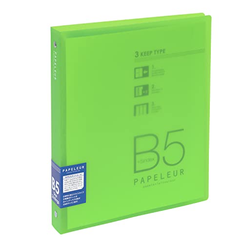 グリーン/ワイド (B5)/LN36G・Color:グリーンSize:ワイド (B5)・パッケージ個数:1・重量:170g・サイズ:幅3.0×奥行22.2×高さ27.0cm・材質:カラーPP・プラスチック・パッケージ重量: 0.4 poundsカラフルでシンプルな表紙が特徴のバインダー。保存に便利なワイドタイプ。タイトルインデックス5枚付き。