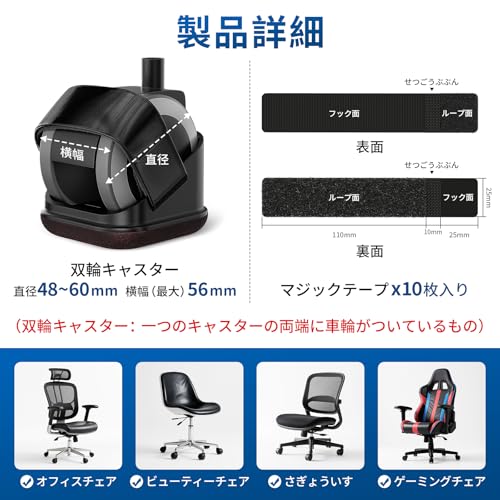 Ezprotekt キャスターストッパー 5個セット キャスター 固定 耐衝撃性 フェルト 床...