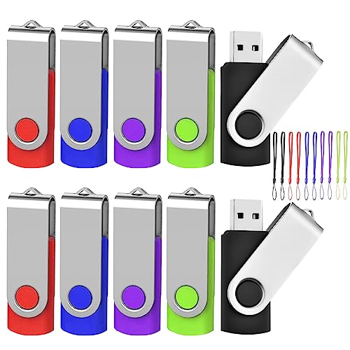 EASTBULL USBメモリ 4GB 10個セット フラッシュメモリー USB2.0 フラッシュドライブ 360° 回転式 5色 (4G 5色