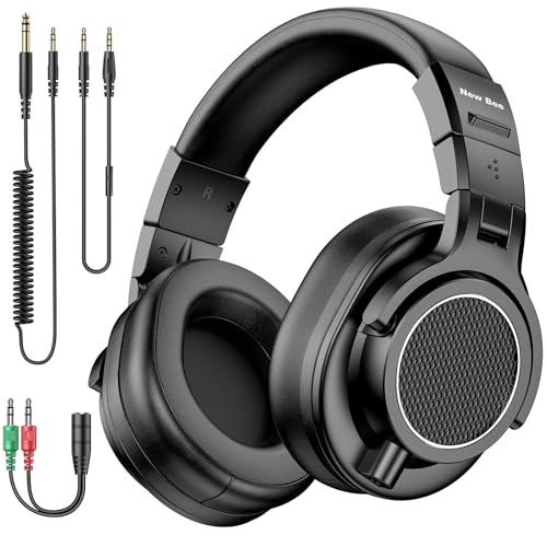 New Bee モニターヘッドホン 有線 50mmドライバー 密閉型 折りたたみ ハイレゾヘッドフォン 着脱式 3.5mm/6.35mm/2in