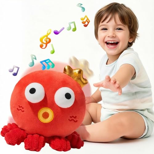 TENGEE おもちゃ 3歳 カニ タコ 音声録音・音楽再生 電池式 おしゃべり促進 柔らかい布 祝い 誕生日 女の子 男の子 クリスマス プレ