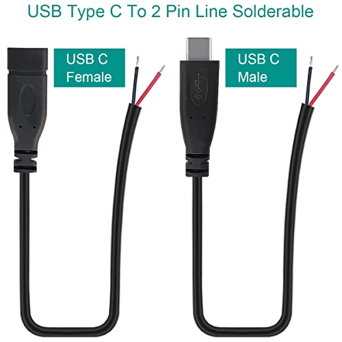 Xiatiaosann USB Cケーブル5V電源線 Type Cコネクタメスオス延長ケーブル USB C自作端子2ピン充電器プラグライン Ar luminous81023-10157418 ルミナスエイト 楽天市場店 サンプル画像2