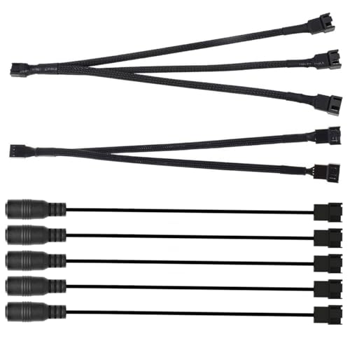 E1449-/5.5mm x 2.1mm/-・Style:E1449・5.5mm x 2.1mm DC からファン アダプタ ケーブルは、すべての 4 ピンおよび 3 ピン ケース ファンに適しています。・DC 入力は 5.5mm x 2.1mm で、最も一般的なバレル プラグ サイズであり、幅広い電源との互換性を確保します。・ほとんどのコンピューター ファンはフルスピード動作に 12V が必要ですが、5V や 9V などの低電圧を使用してより静かな動作を実現できます。・3 ピン / 4 ピン PWM ファン スプリッター ケーブルは、より多くのファンをサポートし、空気の流れを増やすことができます・ケーブルは、耐久性のために 22 AWG 配線と射出成形部品を使用して高水準に設計されています。