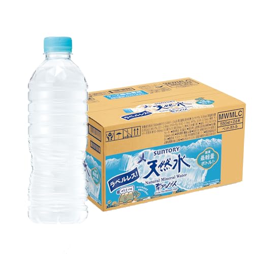 -/550ml×24/-・Size:550ml×24PatternName:550ml×24・原材料:水（鉱水）・内容量:550ml×24本・エネルギー:0kcal/100ml・商品サイズ(奥行×幅×高さ)42cm×28cm×22cm・原産国:日本商品紹介 サントリー天然水　ラベルレス（最軽量ボトル） 550ml×24本は、厳選された水源で、山々に降った雪や雨が、20年以上の歳月をかけて磨き抜かれたナチュラルミネラルウォーターです。軟水。環境に配慮した国産最軽量ボトル・ラベルレス商品です。 原材料・成分 水（鉱水）