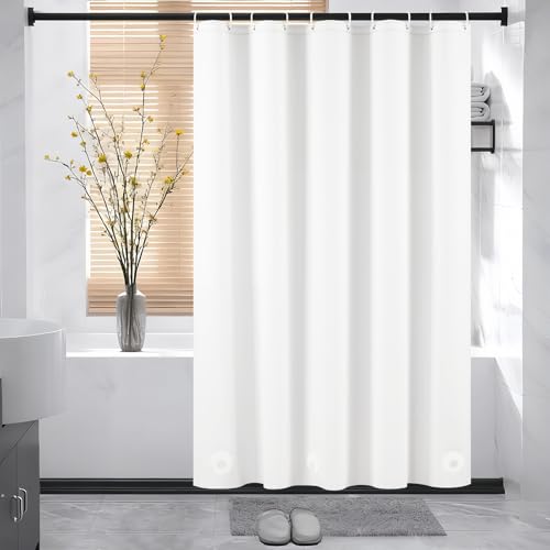 AooHome シャワーカーテン ロング ホワイト 100%防水 PEVA 保温 防寒 防カビ加工 180cm丈 180cm幅 バスカーテン ユ