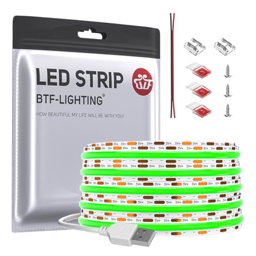 グリーン/5V 1M 320LEDs/m/-・Color:グリーンSize:5V 1M 320LEDs/m・「超明るい」 DC5V 320LEDs/m 1M 8mm 緑色 グリーン。フレキシブルチップを搭載したボードのFCOB LEDテープライト。従来の5050 SMD 3528 SMDに比べ、FCOBテープライトの緻密な発光ユニットは、中間部の黒つぶれを防ぎ、明るく、柔らかく、均一な光を作り出します。・「省エネ」 FCOB単色シリーズのLEDテープライトはより省エネです。 調光で、寿命は30000時間以上と耐久性に優れています。 また、2年間の安心と24時間のカスタマーサービスを提供します。調光器は含まれていませんのでご注意ください。また、光の減衰率は1000時間後に3％未満になり、光の減衰率は3500時間後に30％未満になります。ご注意してください。・「取り付け簡単、切断」ワンステップでインストールできます。テープライトは柔軟性があり、自由に曲げることができます。 背面には強力な接着剤が付いているので、壁や滑らかで乾燥した清潔な場所に簡単に取り付けること