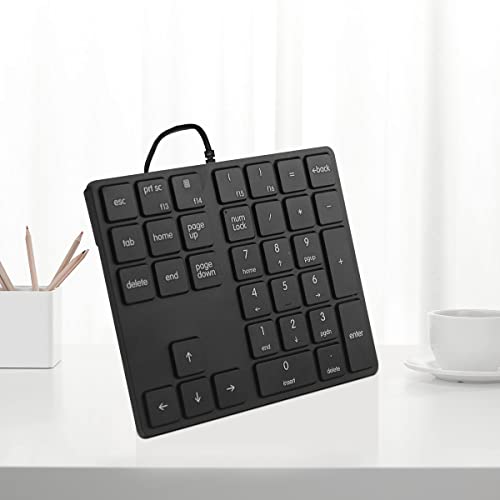 Merdia 数字キーパッド 有線Numpad 34キーポータ ブルキーパッド USB外付け ミニスリムキーボード（ブラック） 2