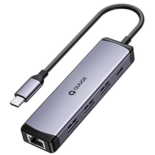 QUUGE 5in1 タイプC to 有線LAN 変換 ハブ PD対応 Type-c ハブ LANポート USB3.0×3 USB LAN変換ア