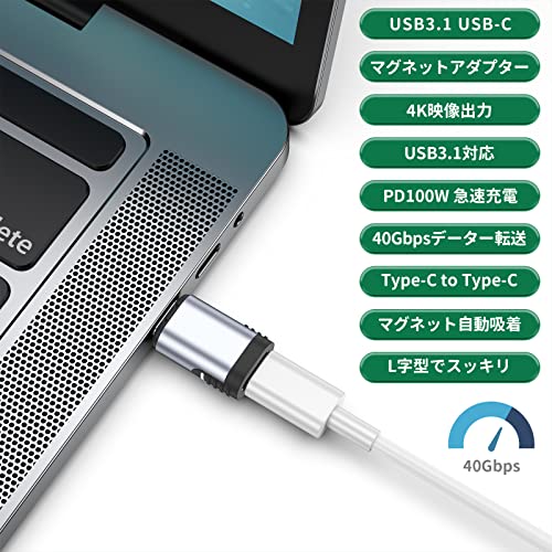 USB TYPE-C 変換アダプタ マグネット USB3.1 40Gbps PD100W 4K/60Hz USB C タイプC 変換アダプター