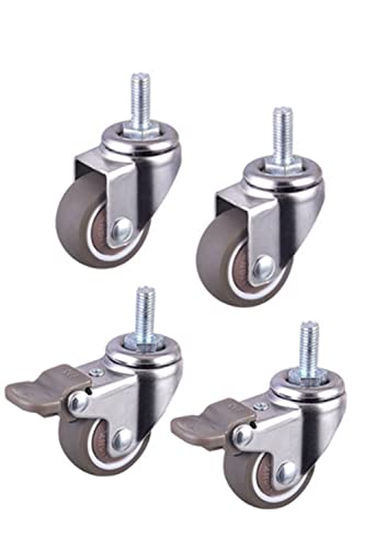 ネジ式 キャスター M6ネジ ブレーキ付き 4個セット 360度回転 静音 自在車キャスター 1インチ TPEゴム..