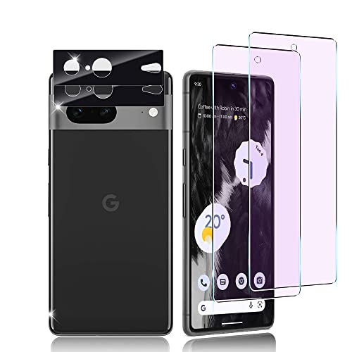 Google Pixel 7 フィルム，ブルーライトカット 旭硝子 google Pixel 7 ガラスフィルム2枚+2枚レンズ保護フィルム付