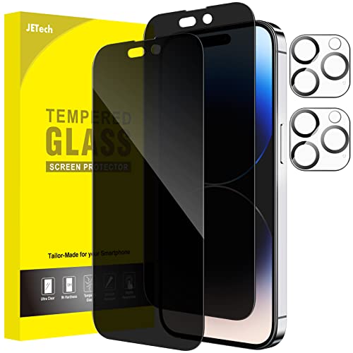 JEDirect iPhone 14 Pro Max 6.7インチ用 プライバシー全面保護フィルム+カメラレンズフィルム 覗き見防止 強化ガラス