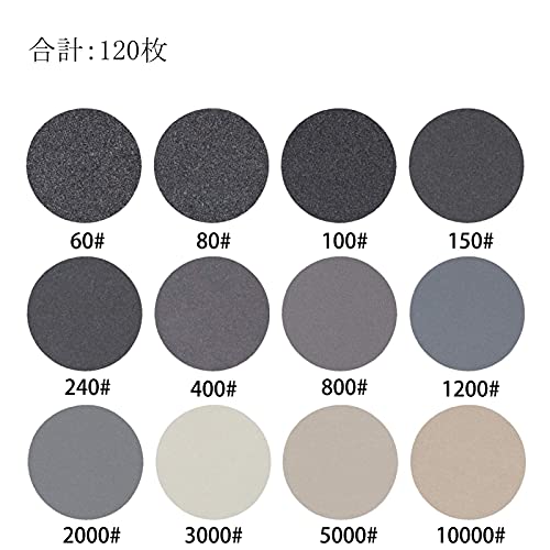 耐水 サンドペーパー 50mm 123セット GOH DODD 12種類 #60-#10000 サンダー用 紙ヤスリ マジック式 丸型 精密仕上