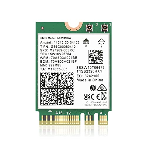 インテル Intel Wi-Fi 6E AX210NGW 802.11AX 5400Mbps WiFi カード Bluetooth 5.3 ラッ