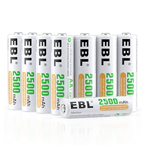 EBL 単三電池 充電式 ニッケル水素充電池 8本セット 大容量2500mAhで長持ち 単3充電池 約1200回繰り返し充電 単3電池 充電式
