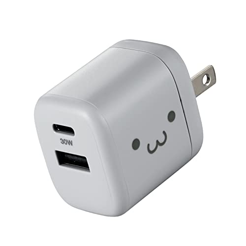 エレコム 急速充電器 Type-C USB PD対応 30W 2ポート (USB-C/USB-A) 小型 軽量 [PD3.0対応/Gan採用/折