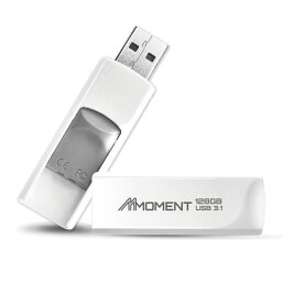 MMOMENT USBメモリ 128GB USB3.1(Gen1) スライド式 (最大読込速度100MB/s)