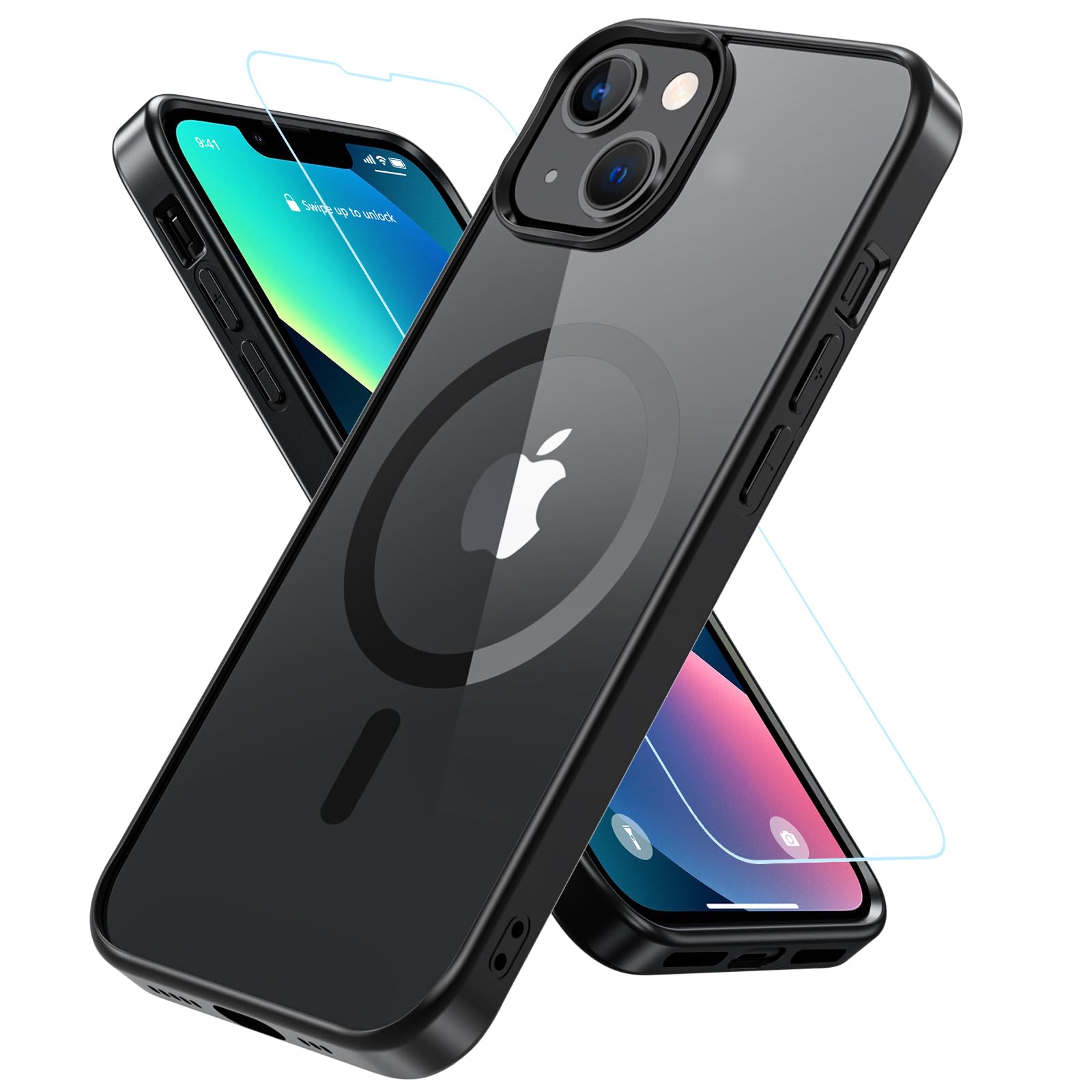 Rakuten - iPhone13 ケース iPhone14 ケース BESINPO ガラスフィルム付き・MagSafe対応 マグネット搭載 黄ばみなし アイフォ