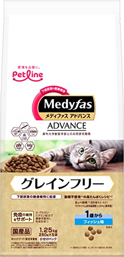 メディファスアドバンス キャットフード グレインフリー 1歳から フィッシュ味下部尿路/国産/アルミ小..