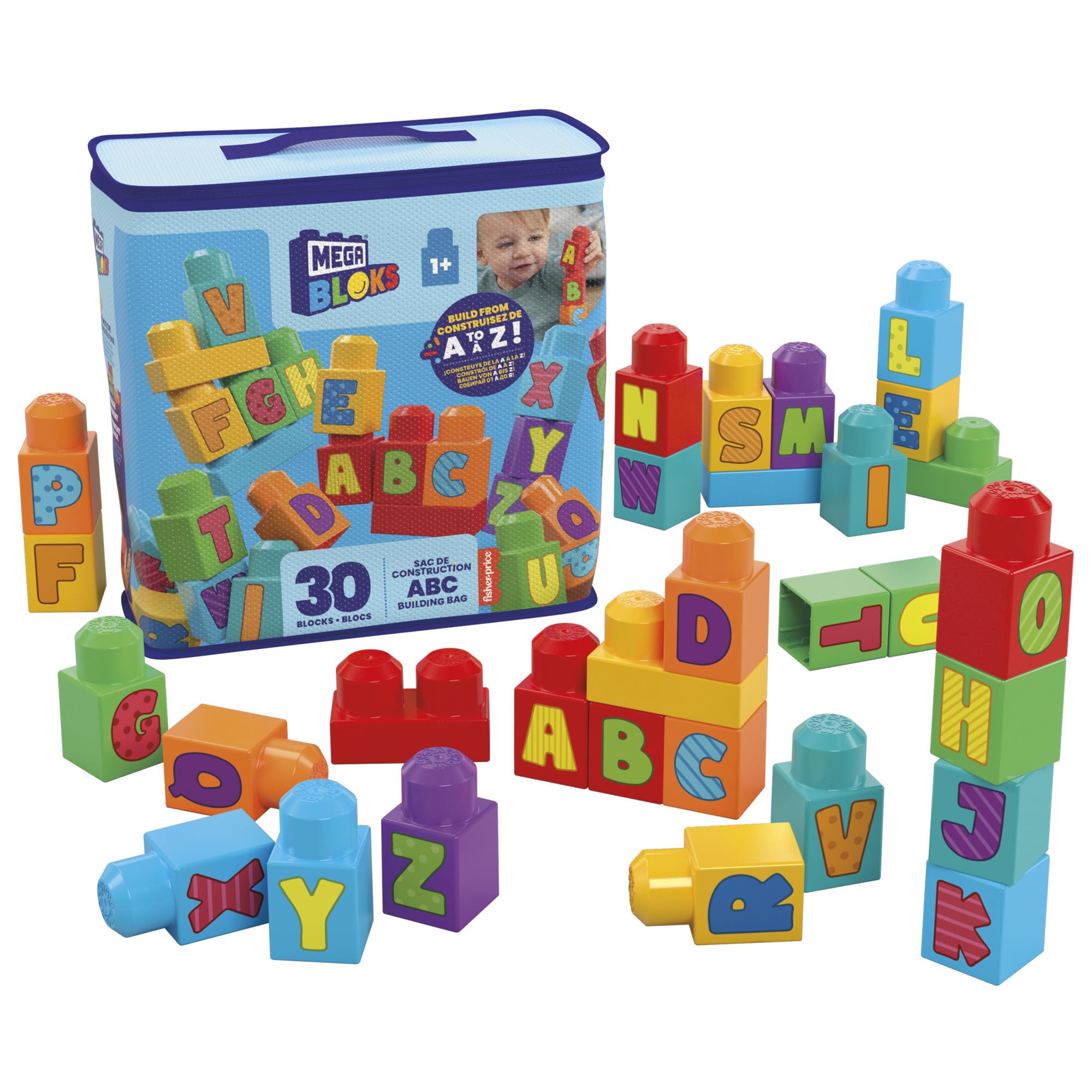 メガブロック(MEGA BLOKS) 1才からのメガブロック ABCであそぼう 30個ブロックパック ブロックセット 知育玩具ピース数：30 1