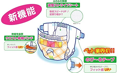 ルミナスエイト 楽天市場店のP.one 男の子&女の子のためのマナーおむつ のび~るテープ SSS ジャンボパック64枚×2個 (ケース販売) ペット用 SSSサイズ 64｜アングル3