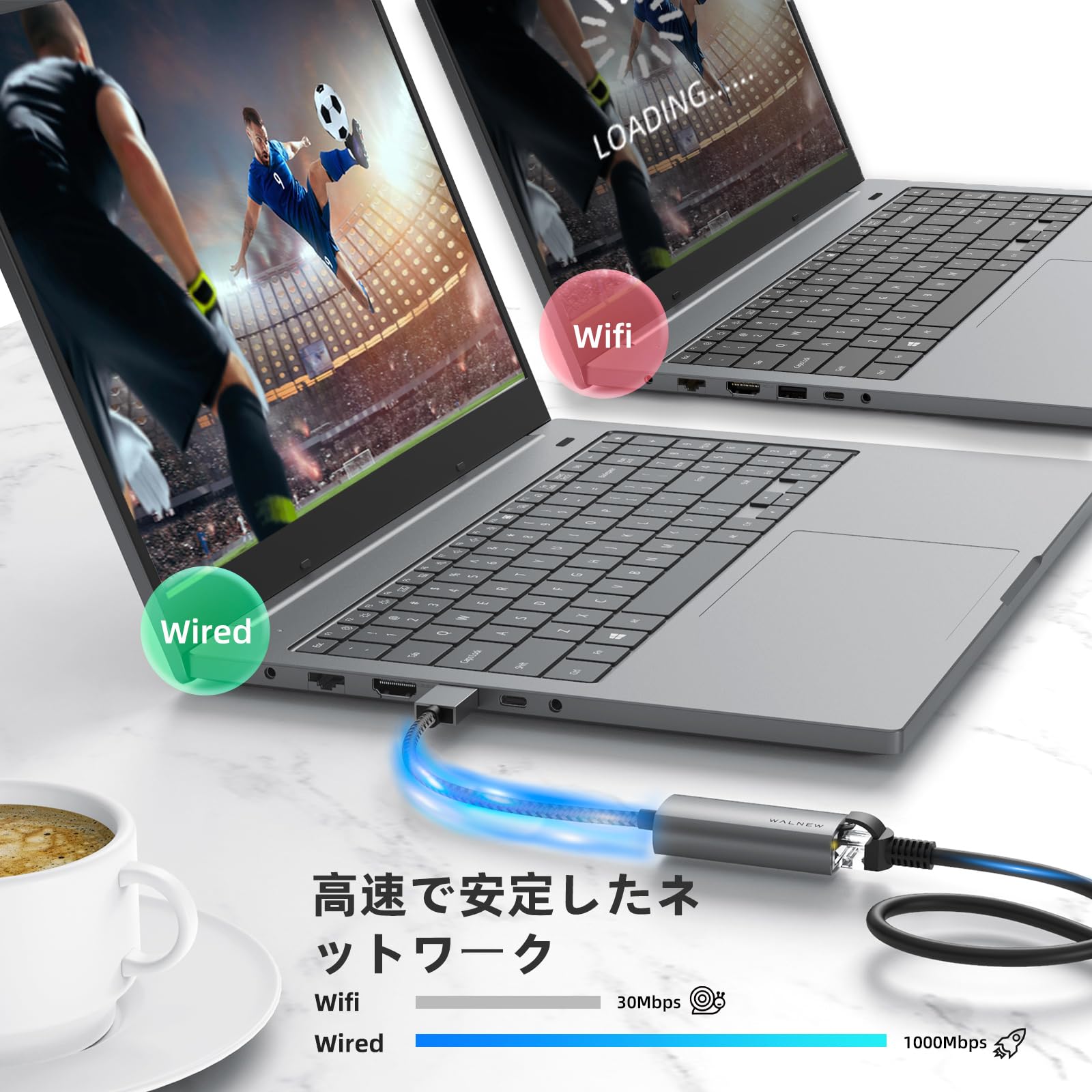 USB LAN変換アダプター WALNEW 有線LANアダプター USB3.0 1000Mbps高速通信 USB to RJ45 ギガビット イ