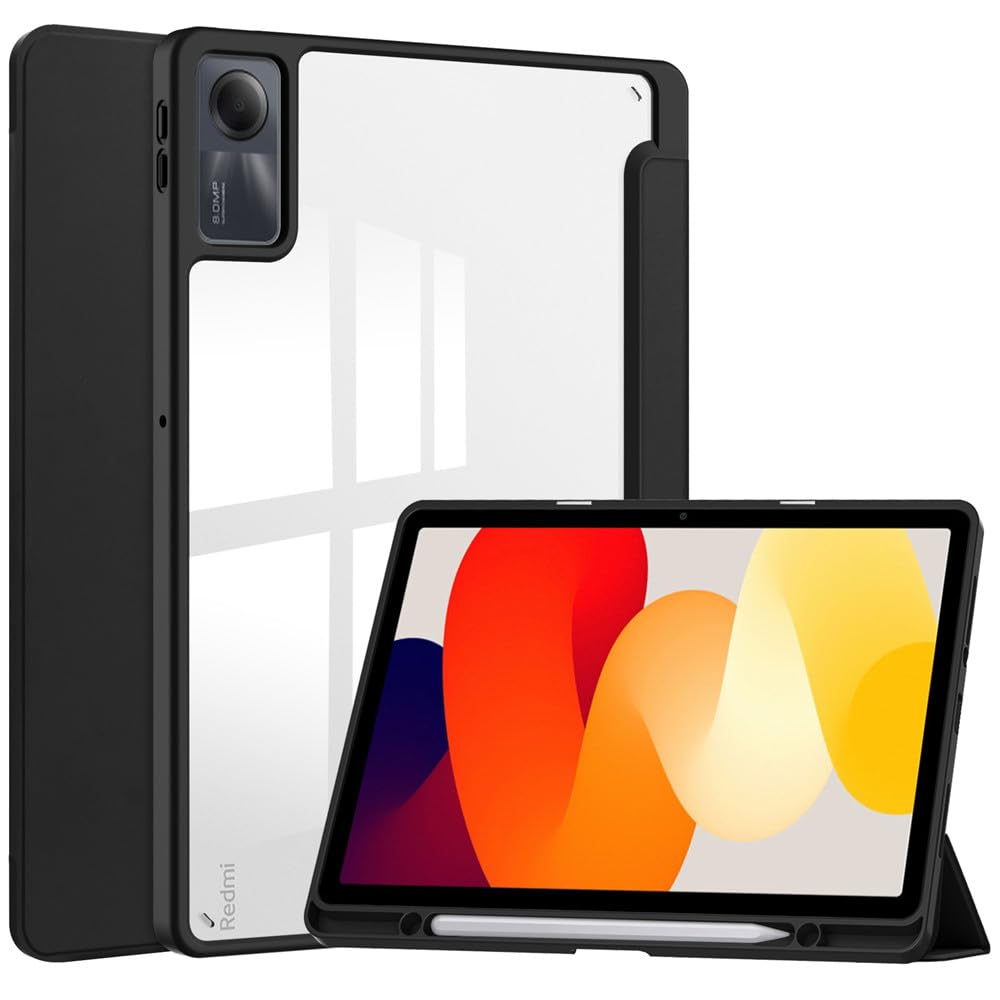2023年発売 Redmi Pad SE 11インチ ケース 背面クリア 透明 ペンホルダー付き redmi pad se カバー タブレットケ