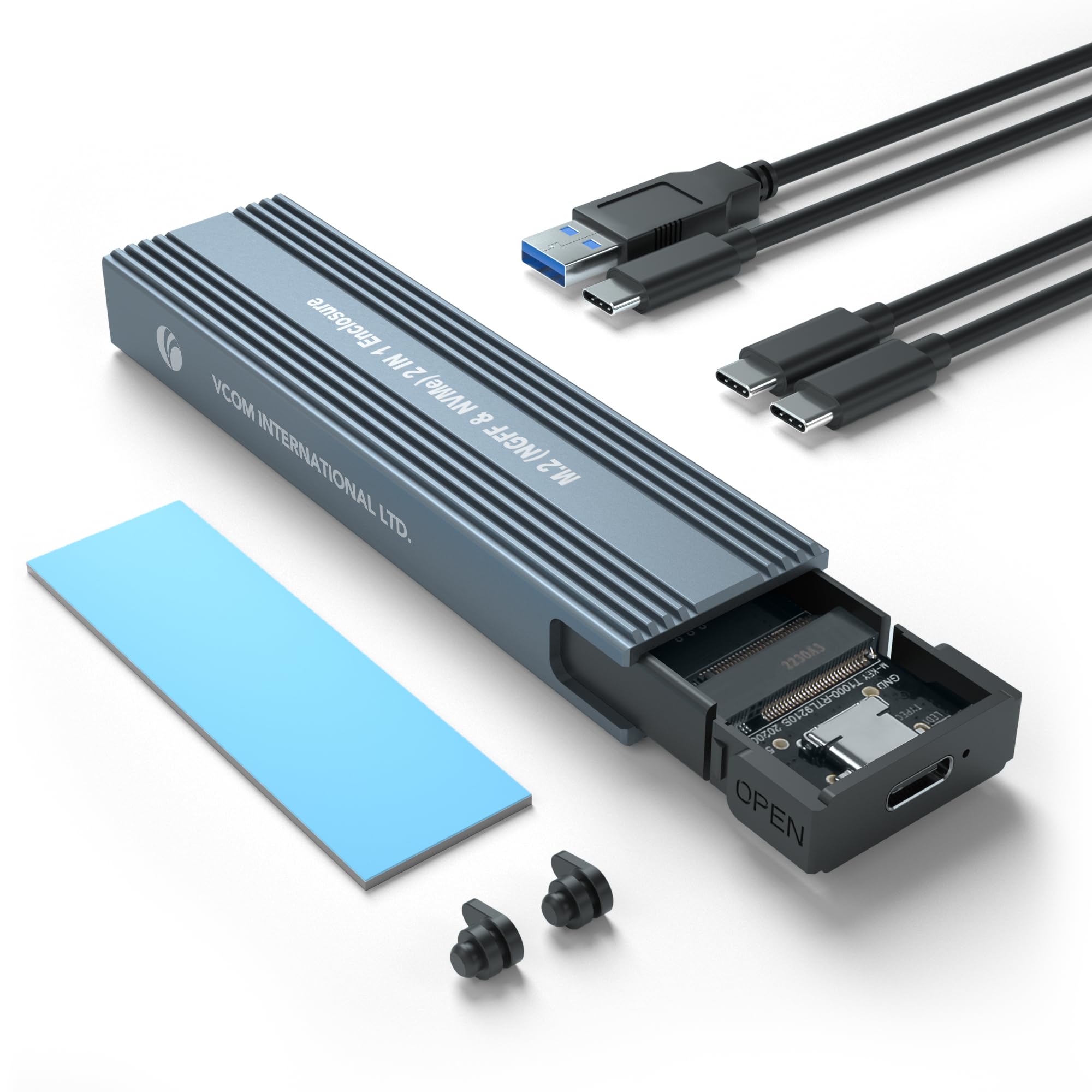 VCOM M.2 SSD 外付けケース NVME/SATA 両対応 10Gbps&6Gbps（SATAプロトコル） 高速データ転送 SSDエンク