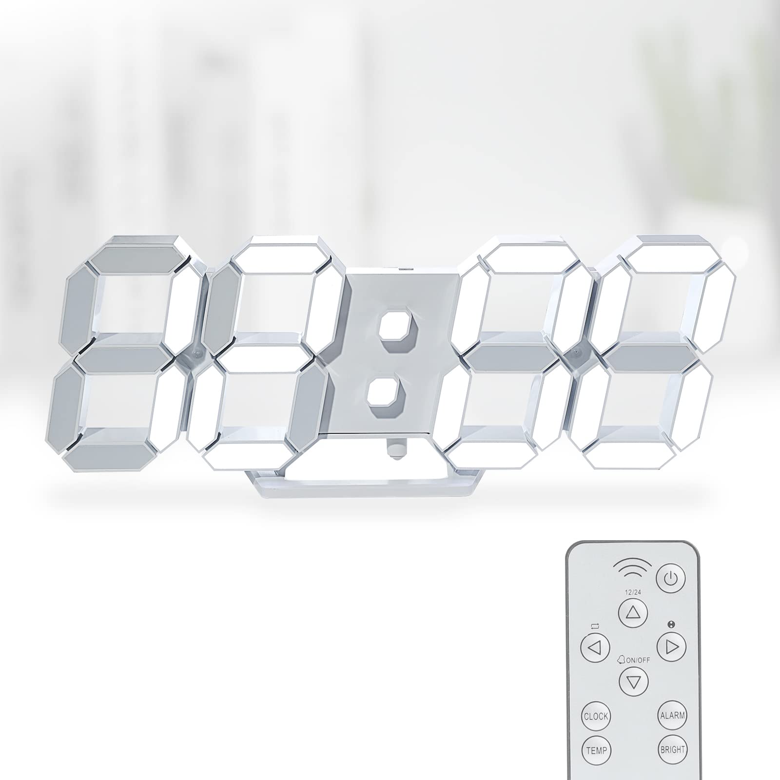 KOSUMOSU デジタル時計 3DLED時計 壁掛け時計 9.7”led置き時計 自動調光 3D LED CLOCK 目覚まし時計 リモコン付